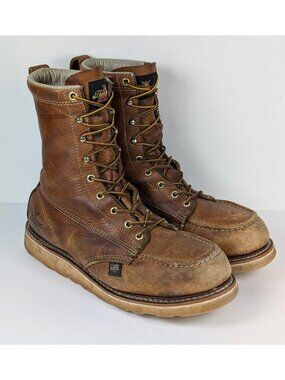 Thorogood 8" American Heritage MOC Steel Toe Boots USA Made Mens Size 10 D Brown